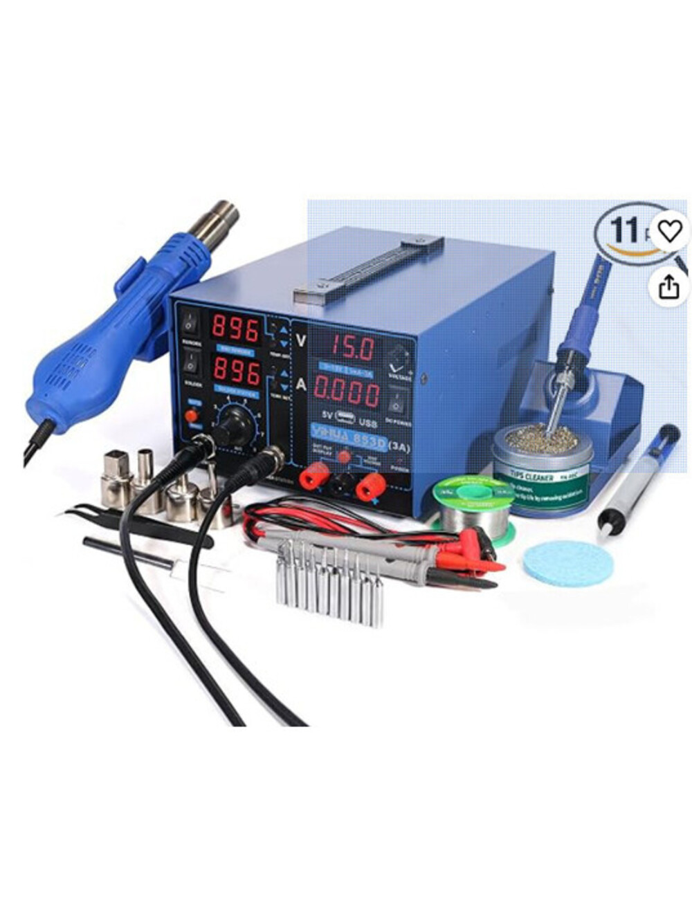 YIHUA 853D USB 3A-Three Tools- Soldering Station, Hot Air Rework Station and Pow